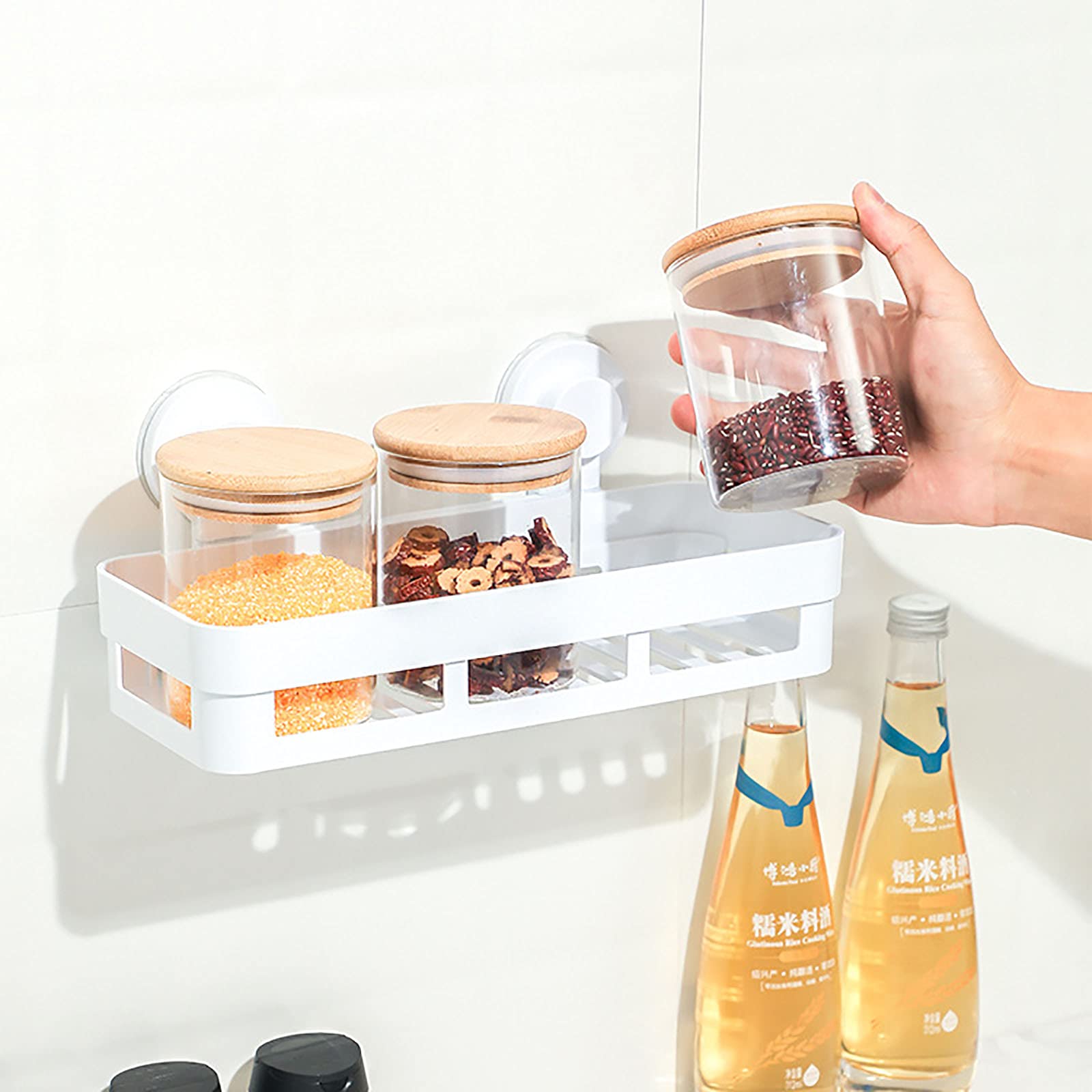 Estantes de baño exquisitos Estante de baño montado en la Pared Organizador de Cesta de Ducha Estante de Ducha Adhesivo para Pared Sin perforación para baño de Cocina