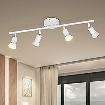 Dehobo Faretti LED da Soffitto Orientabili con 4 Luci – Lampadario da Soffitto Moderna Metallo Bianco per Plafoniera Soggiorno Camera da Letto – GU10 Lampadina Non Inclusa