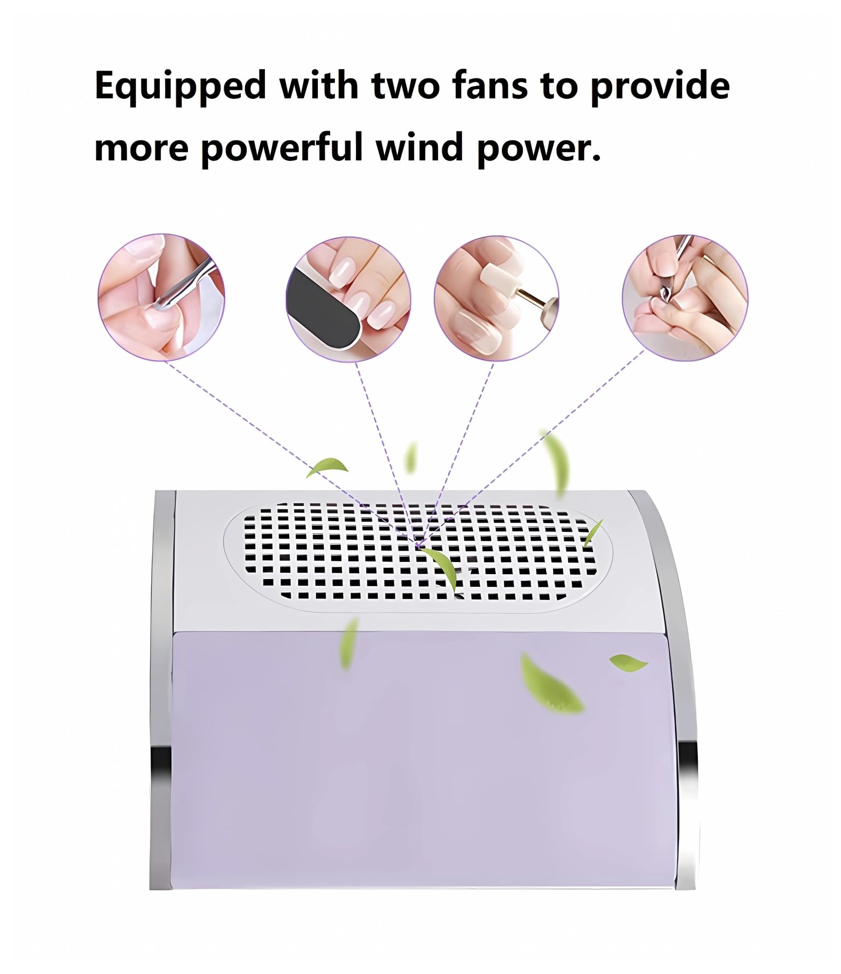 MRKU Aspiradora de manicura con Filtro Lavable, aspiradora de bajo Ruido de 40 W con Velocidad de Viento Ajustable, diseñada específicamente para Uso Profesional.