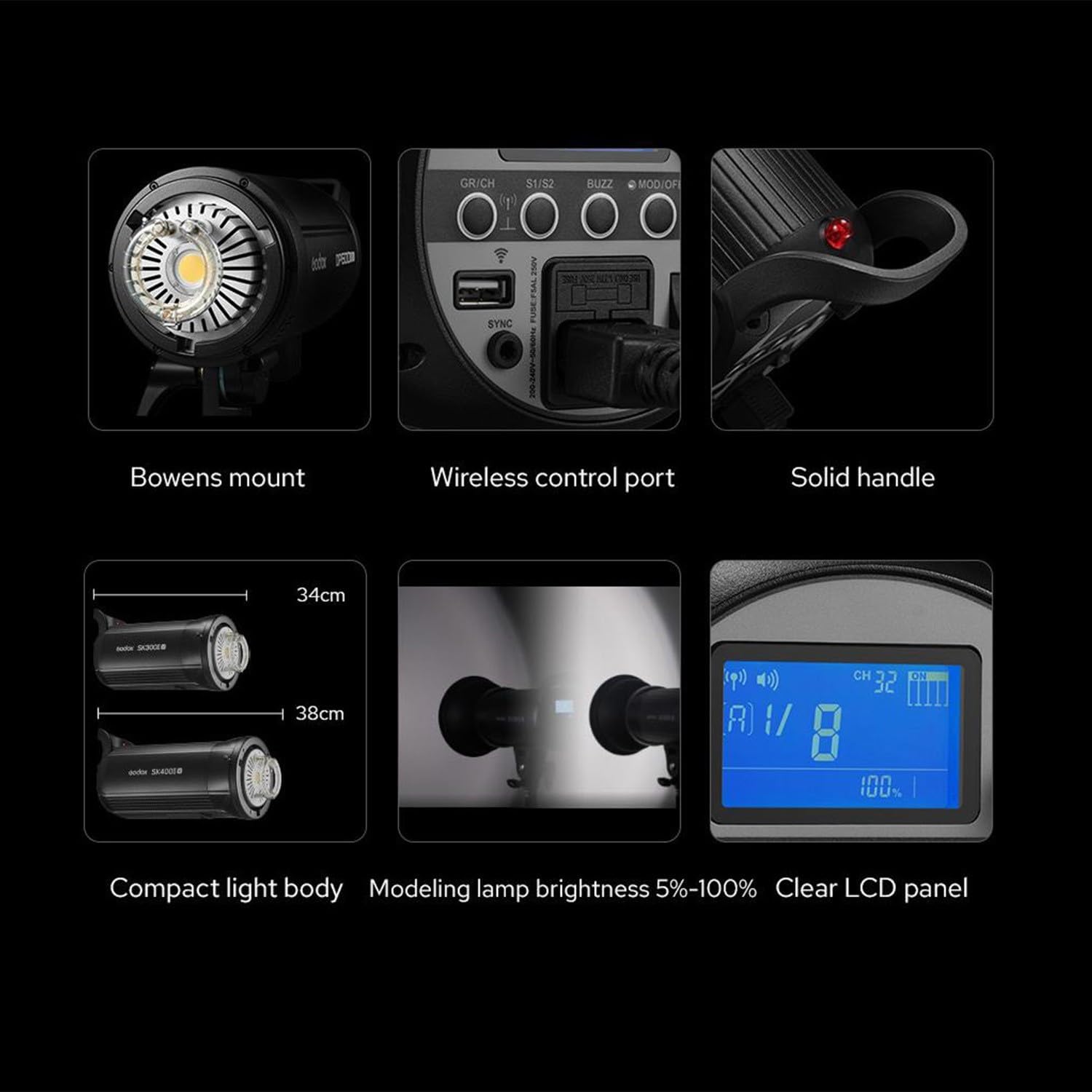 GODOX SK400II-V SK400IIV Flash Estroboscópico Profesional para Estudio
