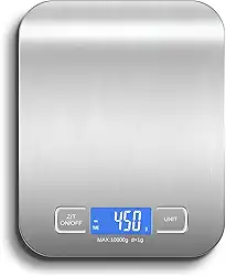 Balança de Cozinha Digital Linha Premium em Inox Resistente à Água Portátil Base Antiderrapante Visor de Alta Definição Pesagem Precisa de 1g a 10kg Durável Moderna e Ideal para Alimentos Frescos