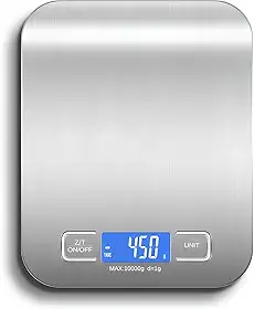 Balança de Cozinha Digital Linha Premium em Inox Resistente à Água Portátil Base Antiderrapante Visor de Alta Definição Pesagem Precisa de 1g a 10kg Durável Moderna e Ideal para Alimentos Frescos