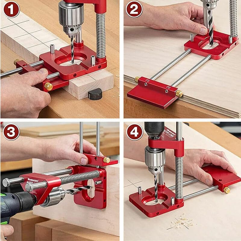Localisateur de perceuse portable réglable pour travail du bois Rouge