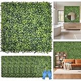 DMGarden Artificial Grass Wall Panel Backdrop: 10'x10'(12P) UV-Anti Greenery Faux Boxwood Hedge for Indoor Outdoor Green Decor & Backyard Background Decorations Fence Covering Privacy