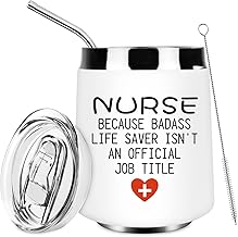 Nurse Gifts for Women- Nurse Because Badass Life Saver Funny Wine Tumbler Gifts for Nurse Appreciation, Nursing School Graduation, Nurse Day, Nurse Week, Birthday Gifts for Nurse Coworker, 12 oz
