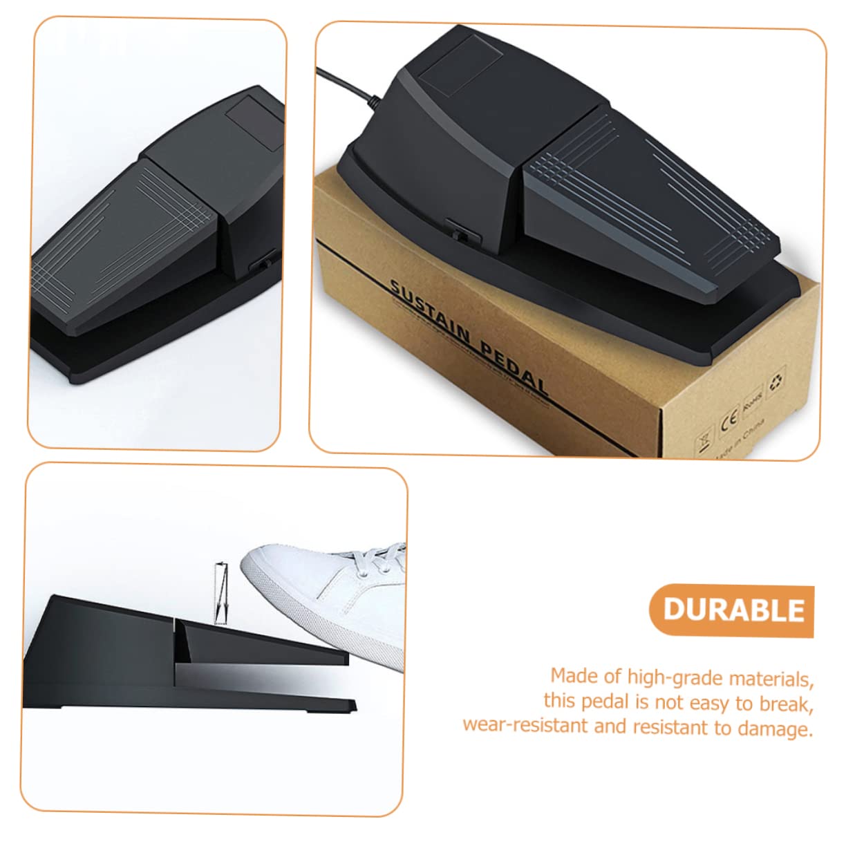 Pedal de Piano Eléctrico Negro de Goma y Abs para Teclado | Portátil y Resistente, Efecto de Sustain, Accesorio para Instrumento Electrónico, Uso Práctico en Piano