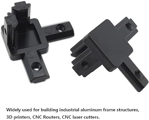 Miniatura 5 de 4 conectores de perfil de aluminio negro, soporte de esquina de extremo de 3 vías, conector sólido con tornillo M4 para ranura estándar en T de