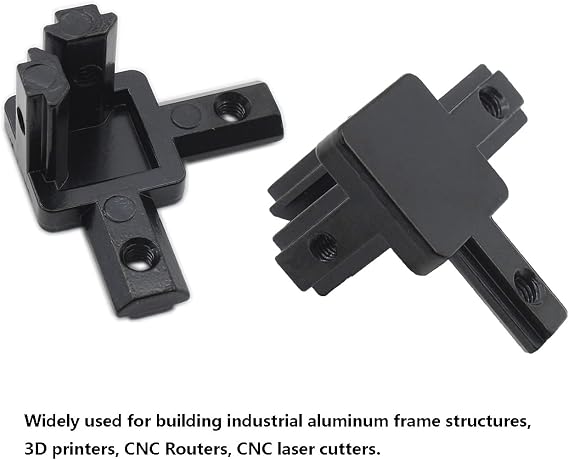 4PCS Black Aluminum Profile Connector, TTZEZE 20 Series 3-Way End Corner Bracket Solid Connector with M4 Screw for Standard 6mm T Slot Aluminium Alloy Extrusion Profile 3D Printer Parts,Thickness 5mm
