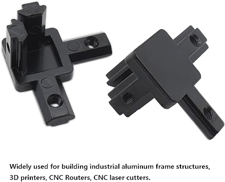 4PCS Black Aluminum Profile Connector, TTZEZE 20 Series 3-Way End Corner Bracket Solid Connector with M4 Screw for Standard 6mm T Slot Aluminium Alloy Extrusion Profile 3D Printer Parts,Thickness 5mm