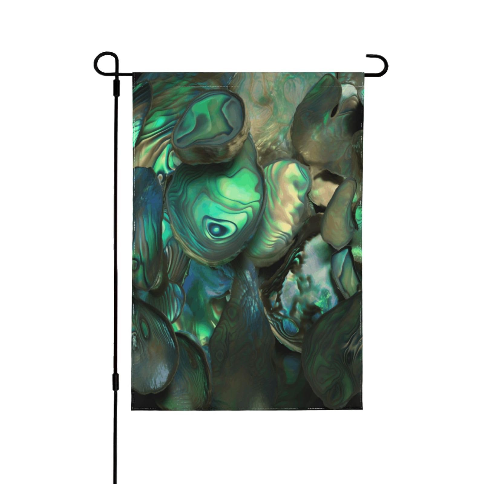 Drapeau de jardin extérieur nacre d'ormeau double face polyester pour pelouse