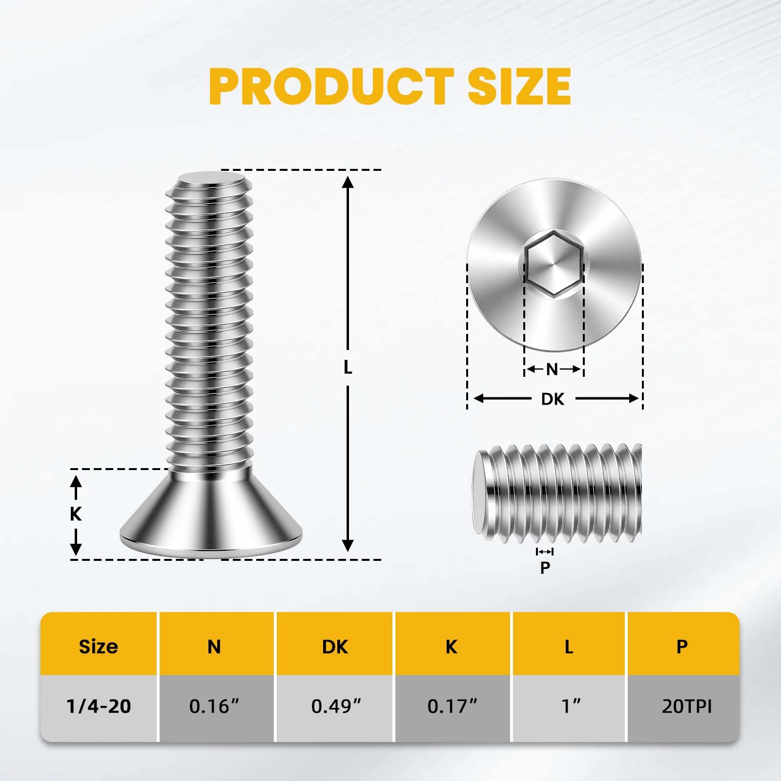 Lot De 50 Vis Tête Fraisée Allen 1/2-20 X 2-1/4 – Acier Inoxydable 18-8