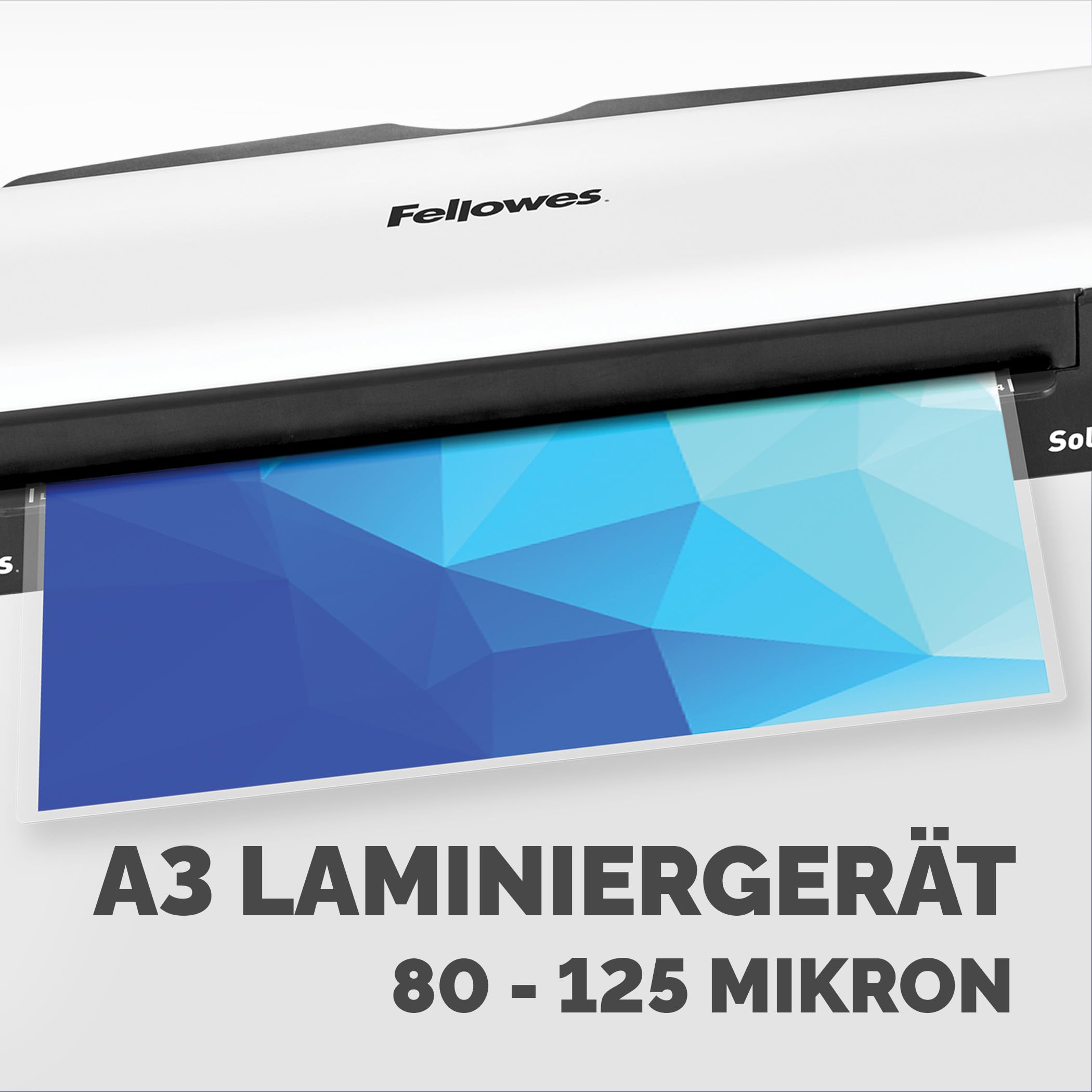 Fellowes Laminiergerät A3 Sola für Zuhause und Homeoffice, für Laminierfolien bis 125 Mikron Stärke, staufrei, Laminiergerät zum Laminieren von Fotos, Dokumenten, Rezepten, Lernkarten uvm