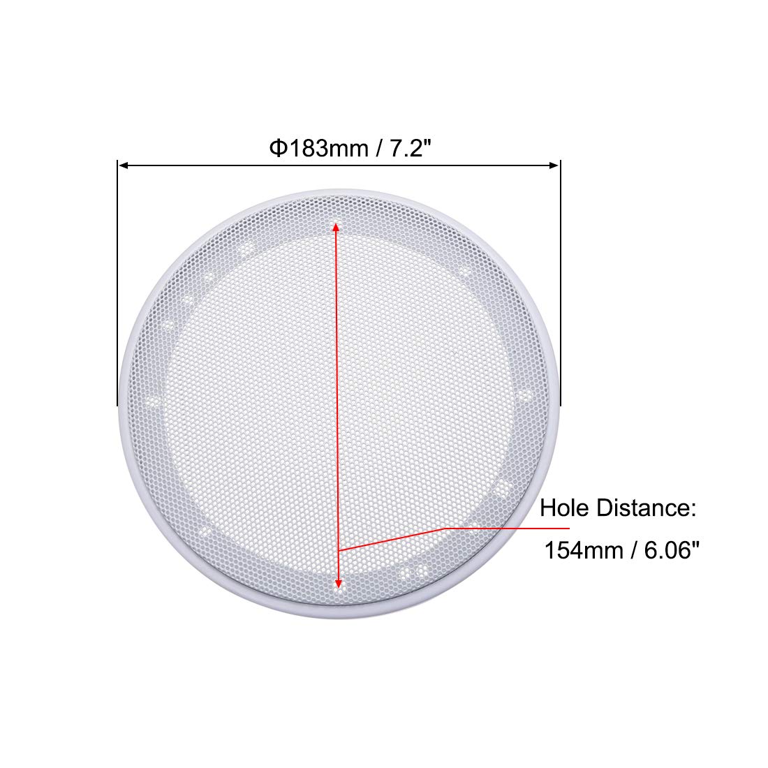 uxcell Speaker Grill Cover 6.5 Inch 183mm Mesh Decorative Circle Subwoofer Guard Protector White