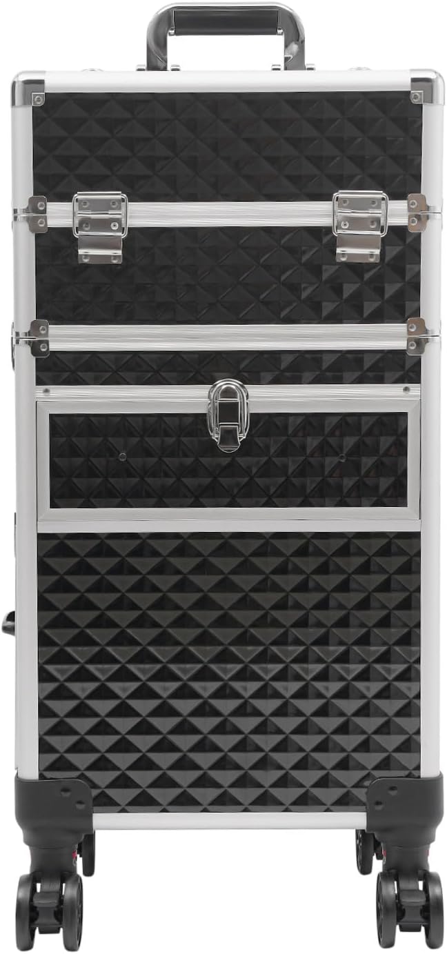 Rolling Makeup Case, Professional Rolling Makeup Train Case Makeup Organizer with Shoulder Strap & 4 Keys, Large Storage Cosmetic Trolley Salon Barber Case Traveling Cart Trunk, Capacity 110lbs - Image 7