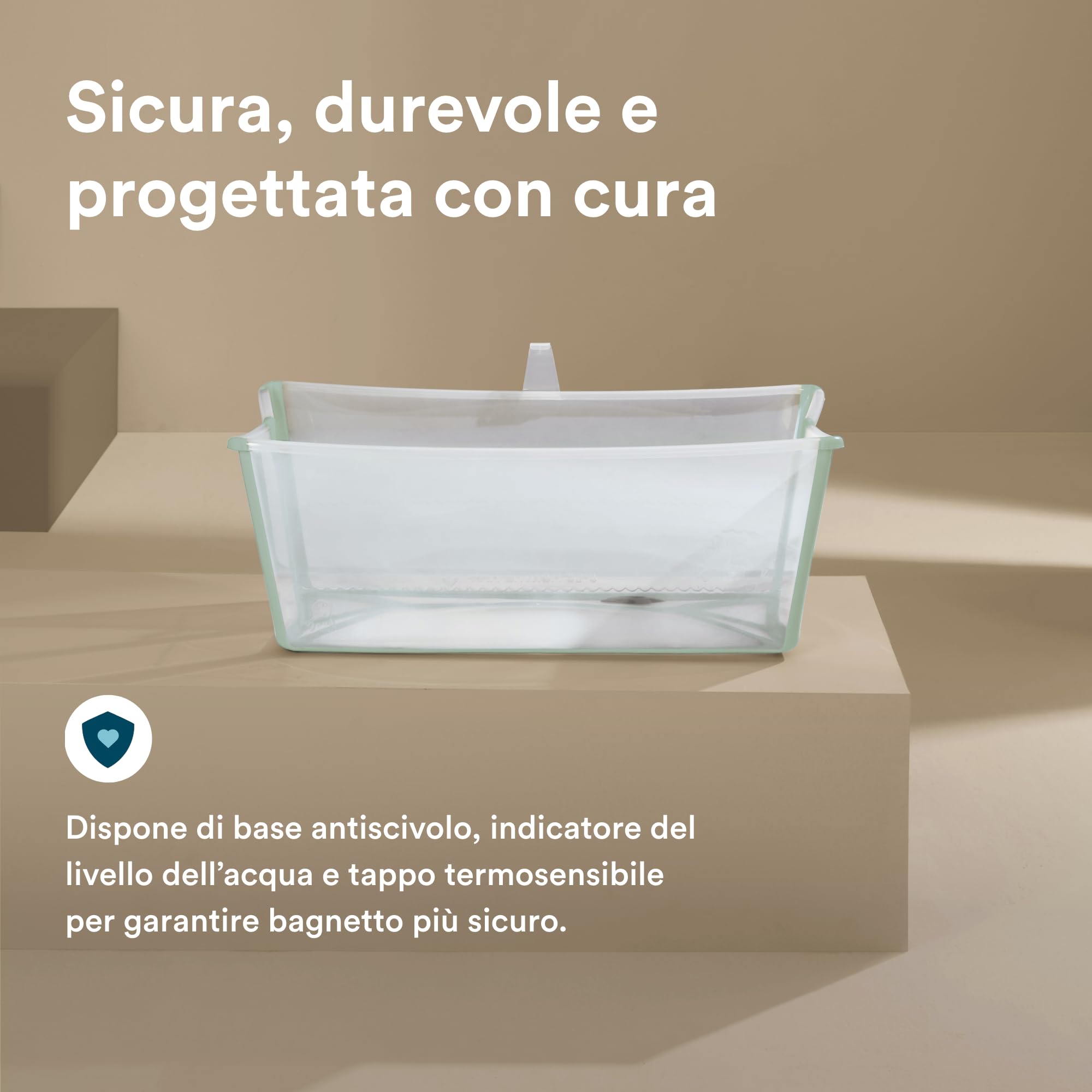 Stokke Flexi Bath, Soft Mint - 64 x 24 x 34 cm - Vasca da bagno pieghevole per neonati e bambini - Leggera, resistente e facile da riporre - Comoda da usare a casa o in viaggio