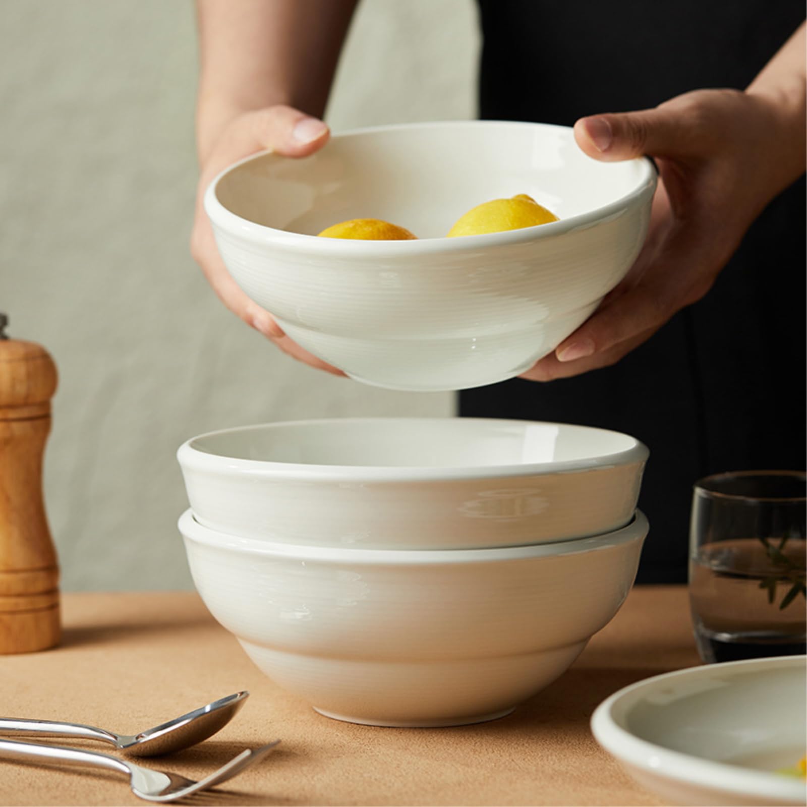 Ceramiczna retro tekstura miska do zupy japońska restauracja tonalna -20 cm miska do zupy - herbata brązowa