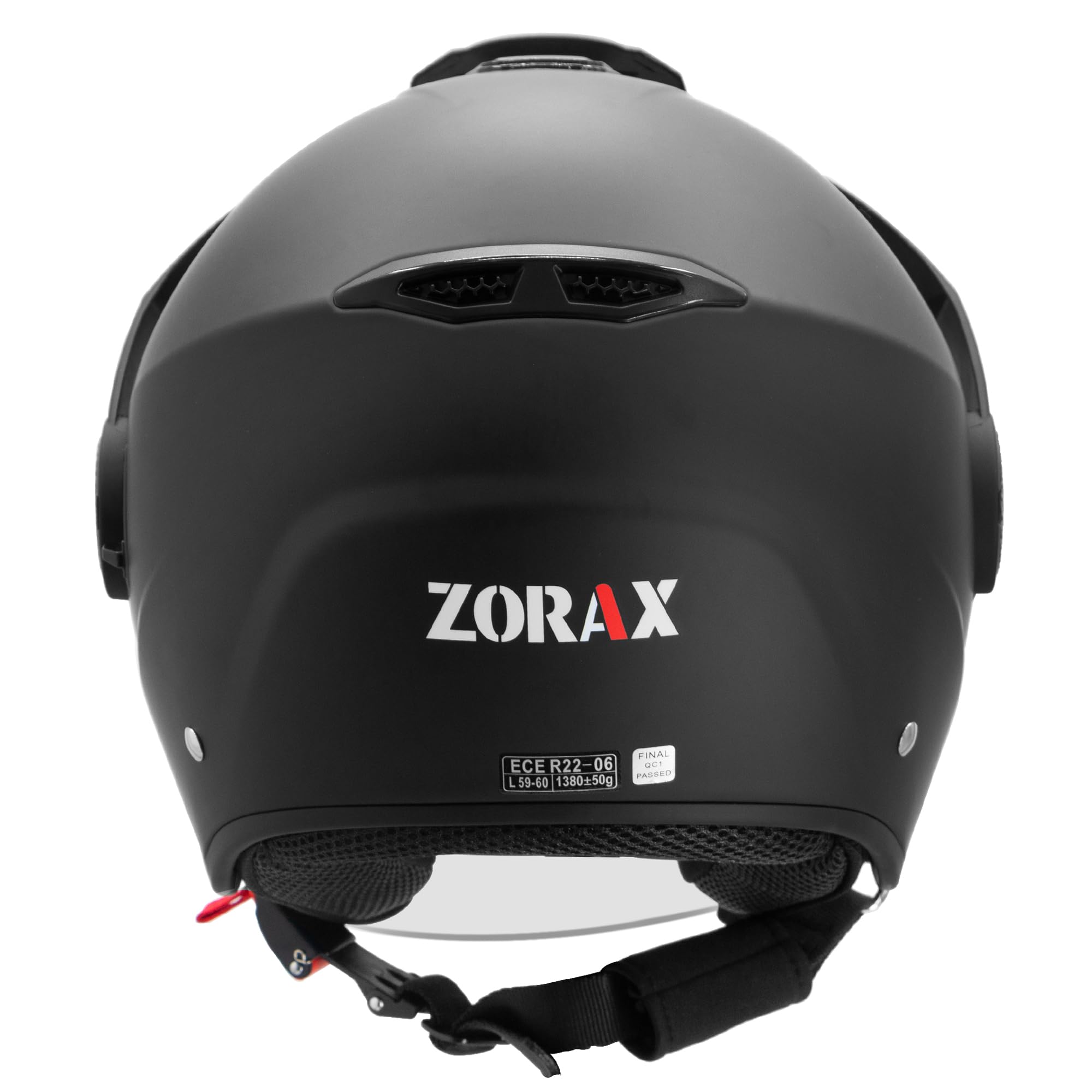 Zorax Zor-629 Motorbike Open Face DVS Helmet With Removable Peak ECE 2206 Approved - Matt Black M(57-58) — view 9