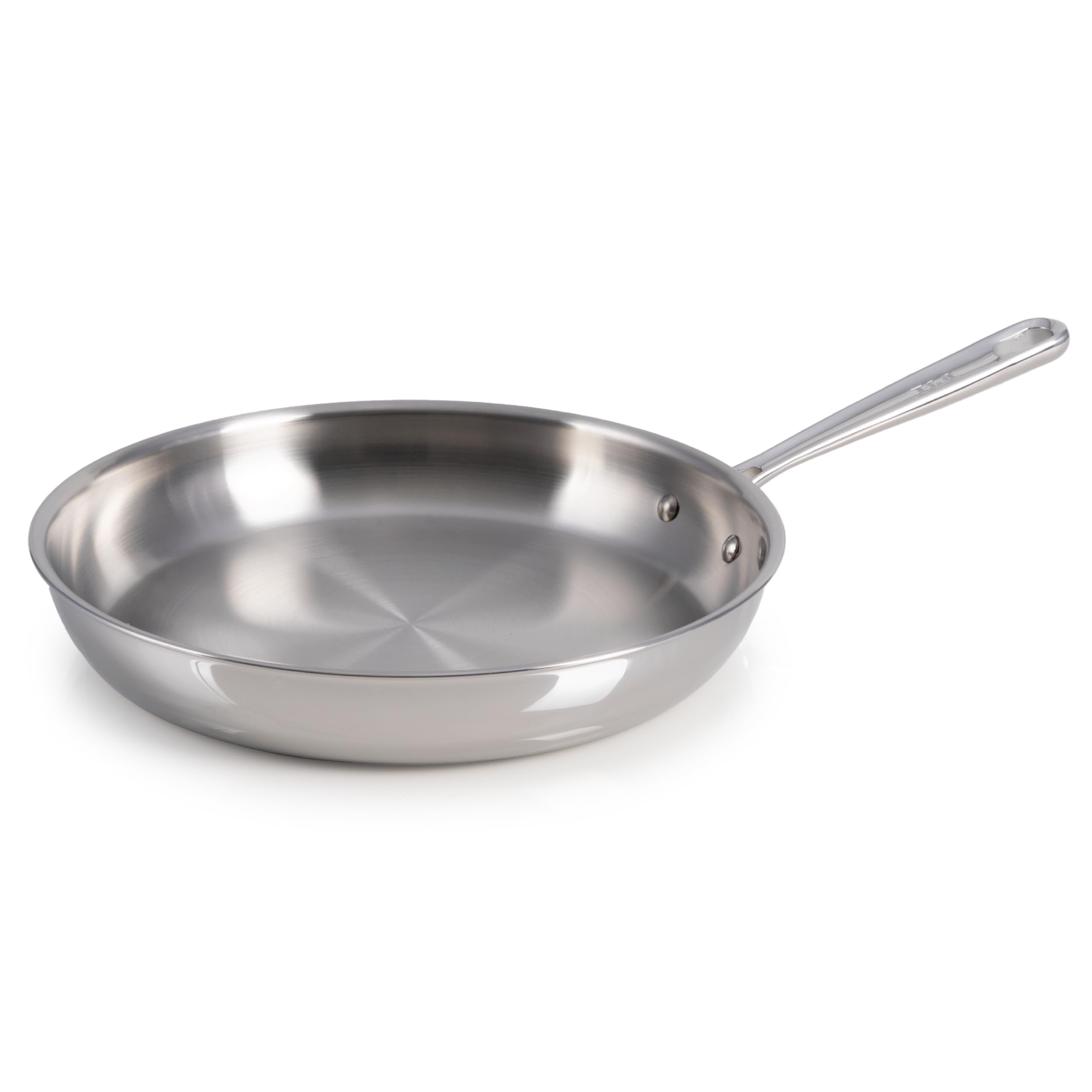 T-FAL Pro Tri-Ply Stainless Steel Fry Pan 12 Inch, Induction Compatible, Oven Safe 500F, Fast & Even Heat, Professional Quality & Durability, Frying Pan, Skillet, Cookware, Dishwasher Safe, Silver