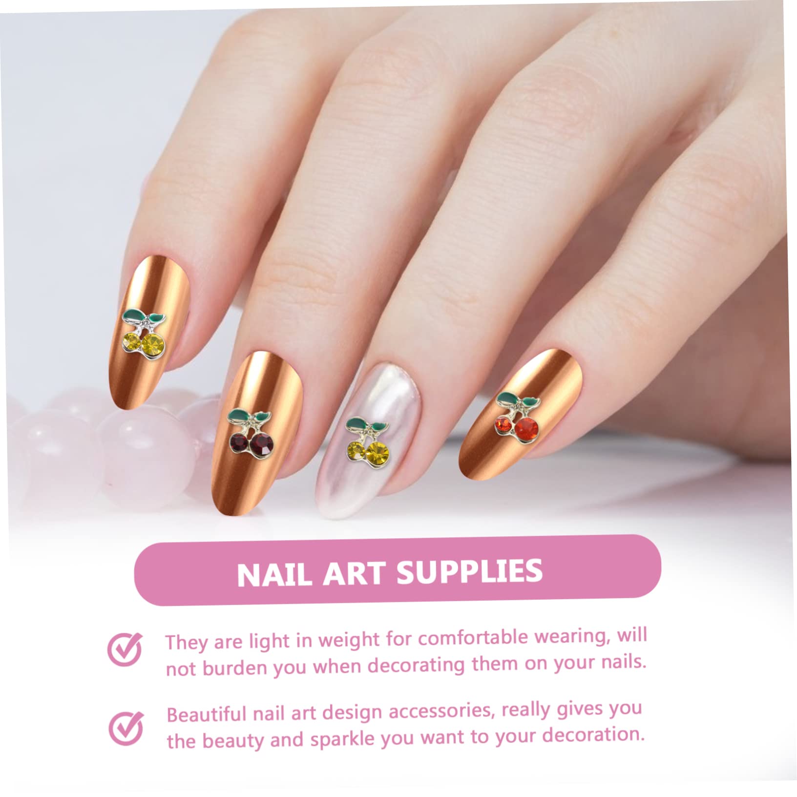 FRCOLOR 300pezzi Cherry Nail Charms e Rhinestones Per Nail Art Decorazioni Glitterate Per Unghie Per e Dazzling Per Speciali
