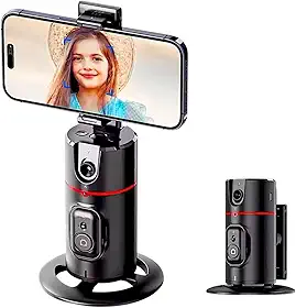 Suporte Inteligente com Rastreamento Facial 360° Automático para Celular – Ideal para Lives, Vídeos, Reuniões, TikTok, YouTube, Estabilizador com Base Rotativa e Tripé Integrado