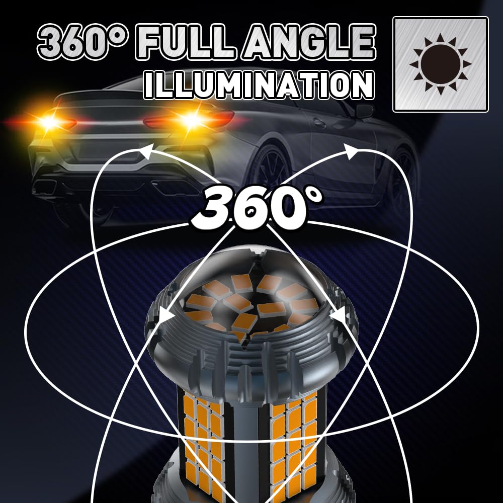 Lampadina LED 1156 BAU15S, Ambra PY21W LED CANBUS senza Errori Anti Hyper Flash 2641A 7507AST con Proiettore per Indicatori di Direzione 28W 12V-24V