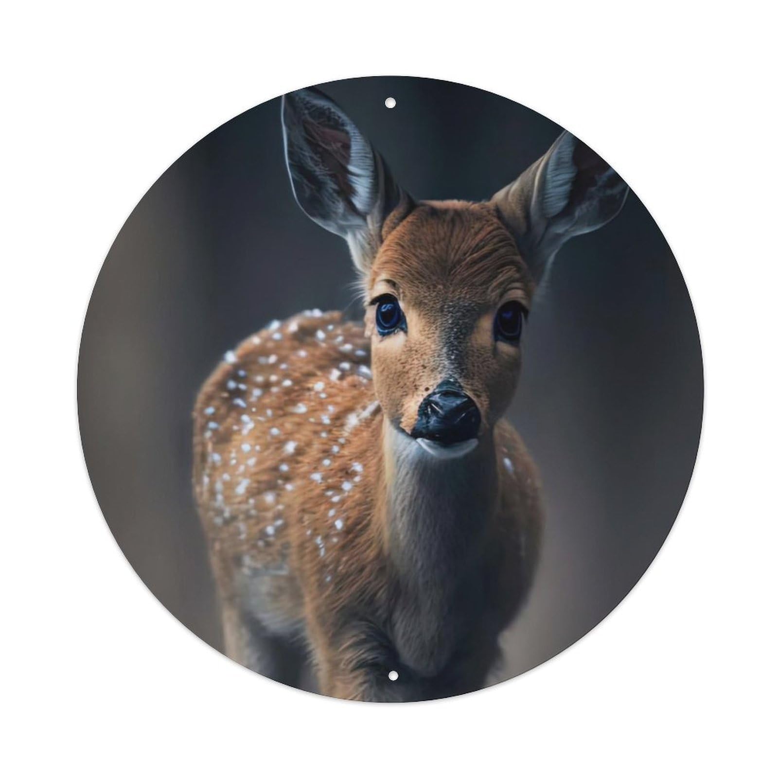 Sika Deer in The Snow Animal Artwork Vintage Metal Tin Sign Plaque Wall Decor for Cafe, Club Bar, Office, Garden Metal Poster 8x8Inch