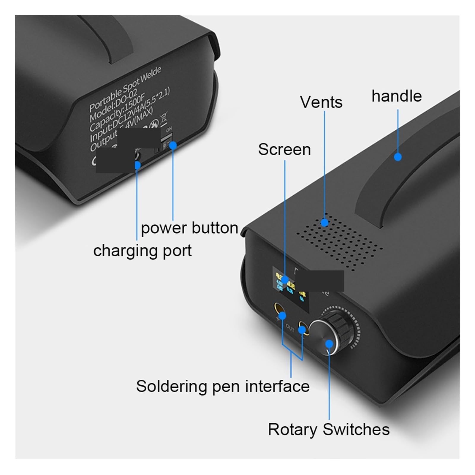 Medidor de Flujo Equipo de Soldadura DIY, máquina por Puntos con batería Pantalla LCD, Litio Condensador Farah Ajustable 120 ars