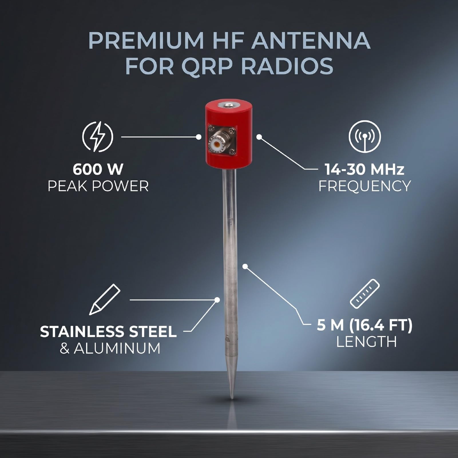 Hyuduo Antena QRP Wydajna 5M HF, Antena do USDX QRP Radio i -12