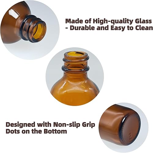 Miniatura 6 de paquete de 4 botellas cuentagotas de vidrio ámbar de 2 onzas, 60 ml botellas de vidrio con cuentagotas medido para aceites esenciales, líquidos -