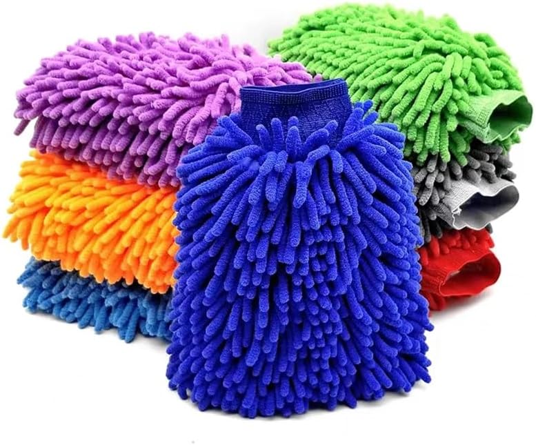 Microfiber Car Wash Mitt Double Sided Auto Gloves Ultra Absorbent Wash Car Sponge Scratch Microfiber Car Cleaning Pale Blue