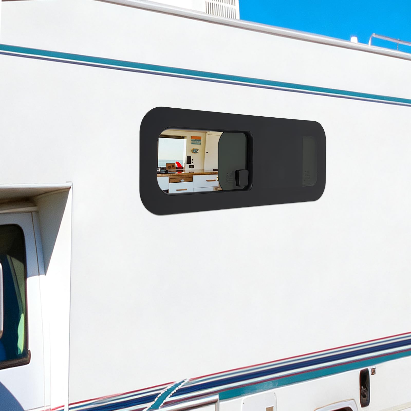 Finestra laterale per camper orizzontale, per camper, camper, veicoli da costruzione, blu marino (780 x 280 mm)