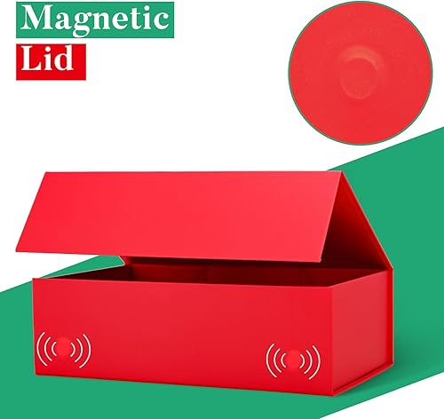 Miniatura 4 de LIFELUM Paquete de 2 cajas de regalo de Navidad de 13.8 x 8.5 x 4.5 pulgadas, caja de regalo roja grande con tapa magnética fuerte para regalos con
