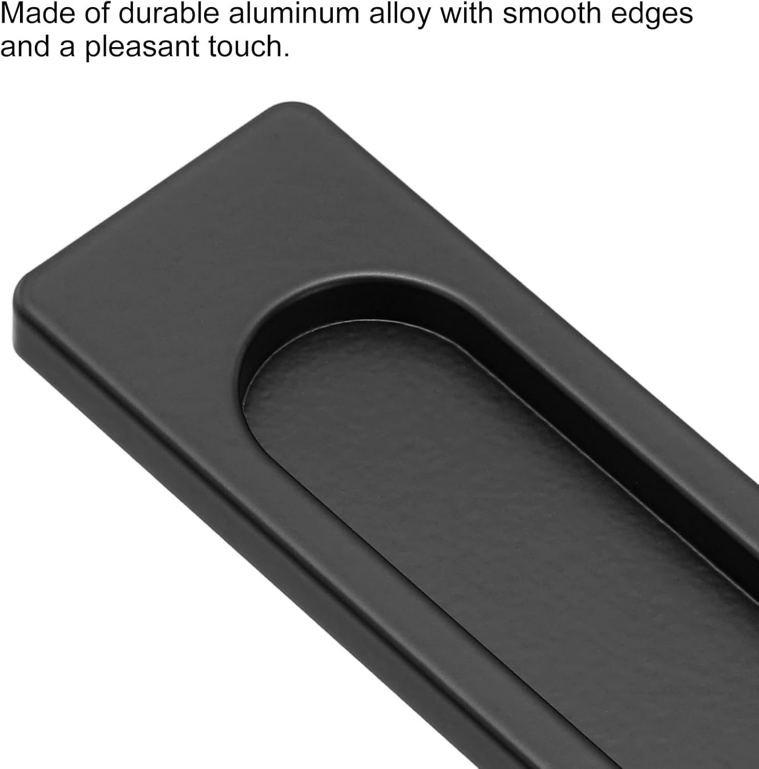 uxcell 4Pcs Self-Stick Sliding Door Pulls, 4 Inch Aluminum Alloy Recessed Finger Flush Pulls Rectangle Sliding Door Handles for Glass Doors Windows Drawers Dressers Cabinets, Black