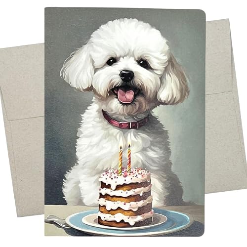 Whitman and Daughter Bichon Frise Birthday Card 5x7