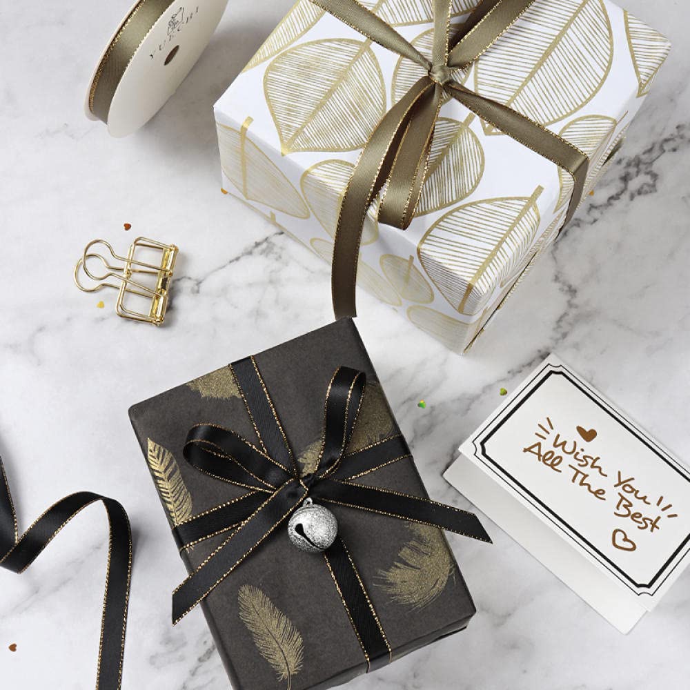 Ribbons For Gift Wrapping Ribbon For Fabric Satin Ribbons Golden Side Faborek Ciasto Pieczenie Dekoracyjne Wstążka Prezent Prezent Opakowanie Wstążka Webbed Handmade Diy Materiał Wstążka-Szampański Go