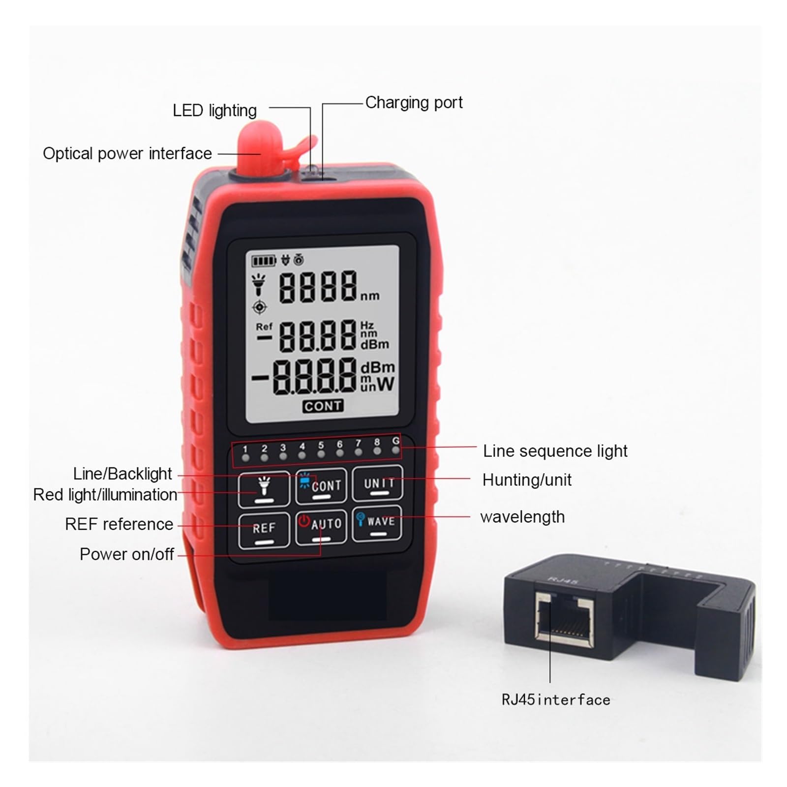 Comprobador de fibra, Mini Medidor De Potencia Óptica De Fibra FC SC ST -60 ~ + 8dbm Localizador Visual De Fallos Prueba De Cable De Red Probador De Fallos De Fibra Óptica