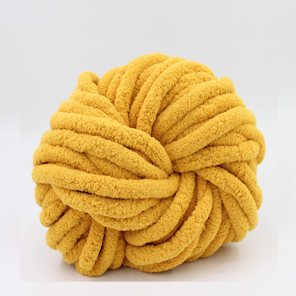 eacho Giant Yarn Chunky Chenille Yarn Arm Knitting Super Soft Large Chunks of Coarse Sand,Dark Yellow16,0.55LB/8.82OZ