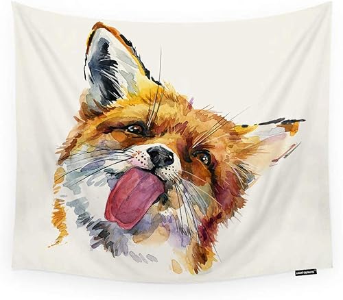 HGOD DESIGNS Tapiz de zorro para colgar en la pared, lindo zorro acuarela, tapiz decorativo de pared para hombres, mujeres, niñas, niños, poliéster,
