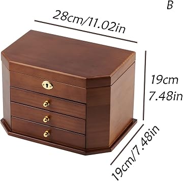 Jewellery Box Simple and Personalized Wooden Jewelry Box Retro Jewelry Storage Box Lock for Necklace Ring Earrings Jewelry Case Organiser (Size : Gold)