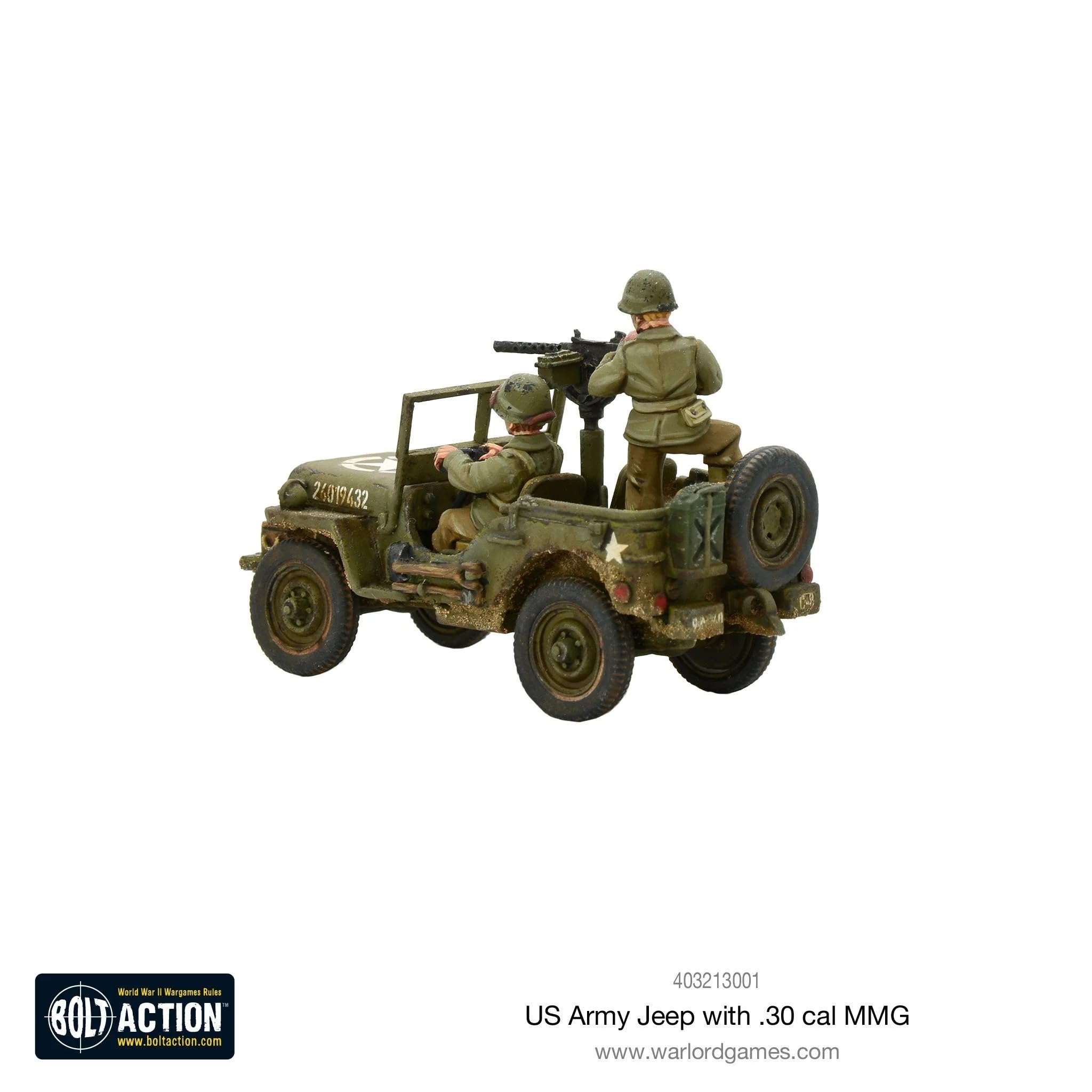 Bolt Action Warlord Games, miniatures - US Army Jeep with 30 Cal MMG