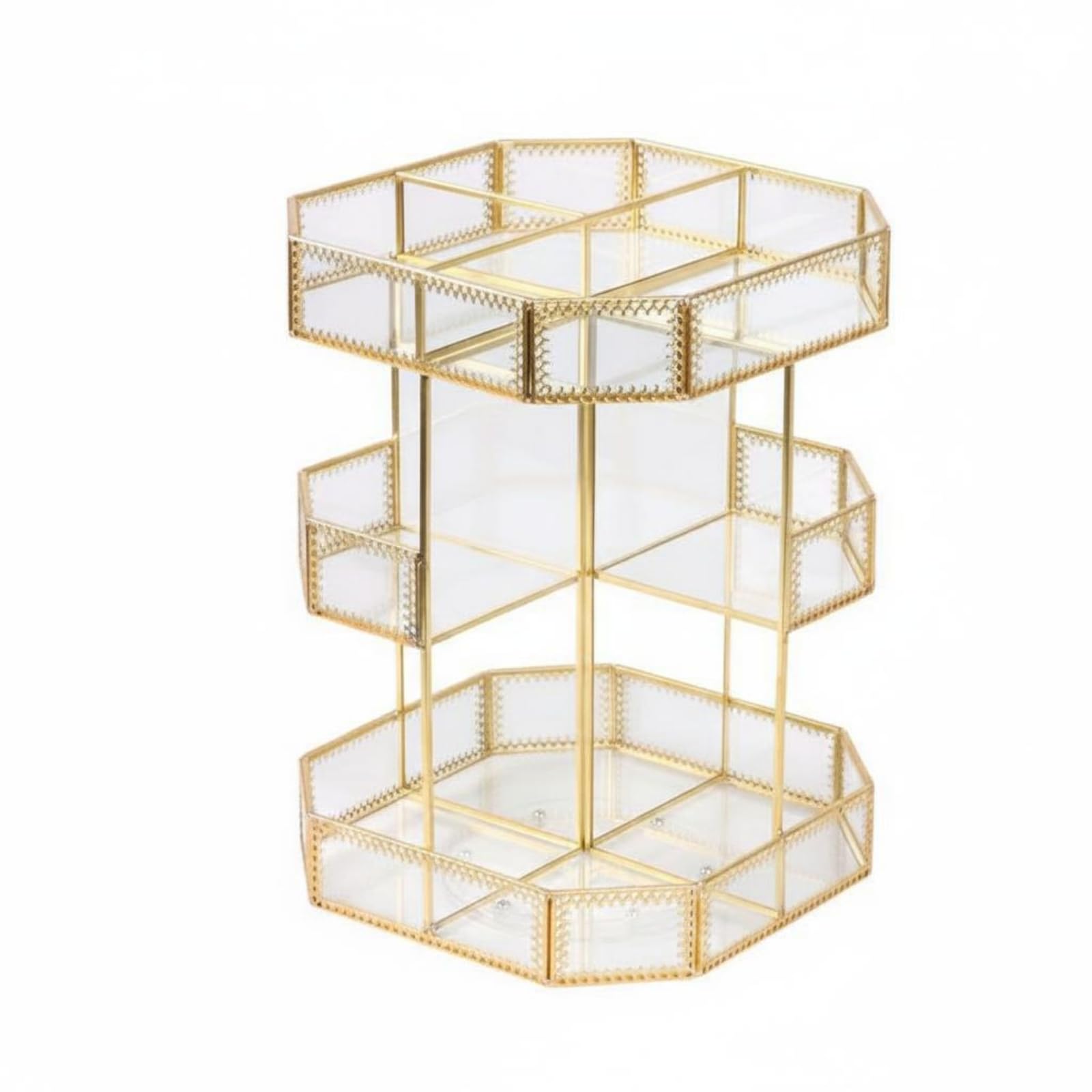 Gralara Organizador Octogonal Cosméticos Perforado Caja Giratoria Transparente Multiusos Soporte Giratorio 360 Grados