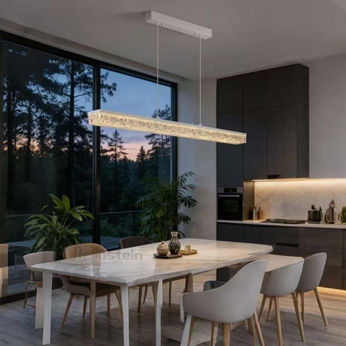 LED Pendelleuchte, Moderne Esstisch Hängelampe mit Fernbedienung Dimmbare Linear design hängeleuchte mit Fernbedienung, Esszimmerlampe hängend Höhenverstellbar Esszimmer Küche (Weiß, 100cm)