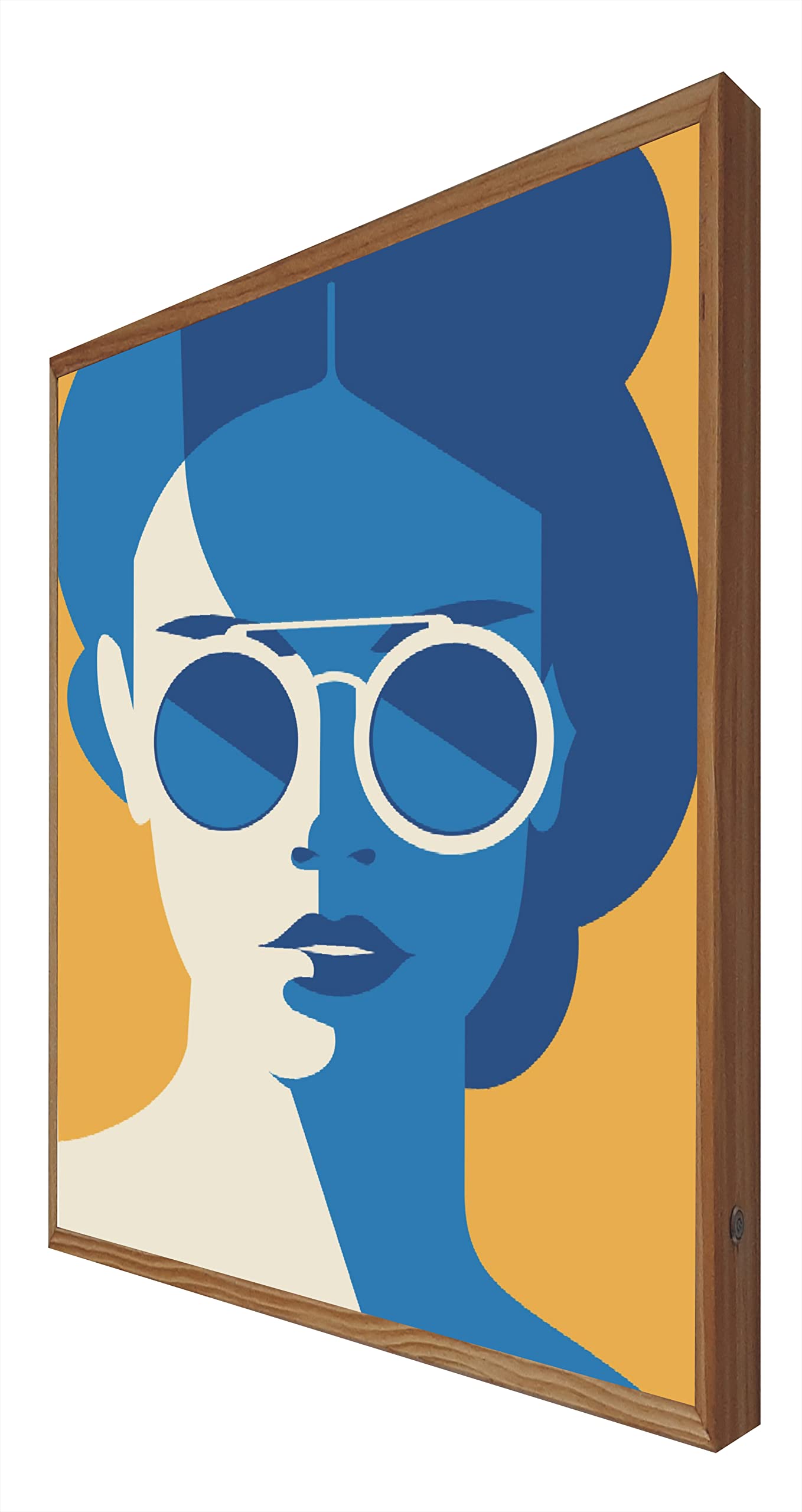 Affiche lumineuse LED femme avec lunettes tableau vintage décoration murale