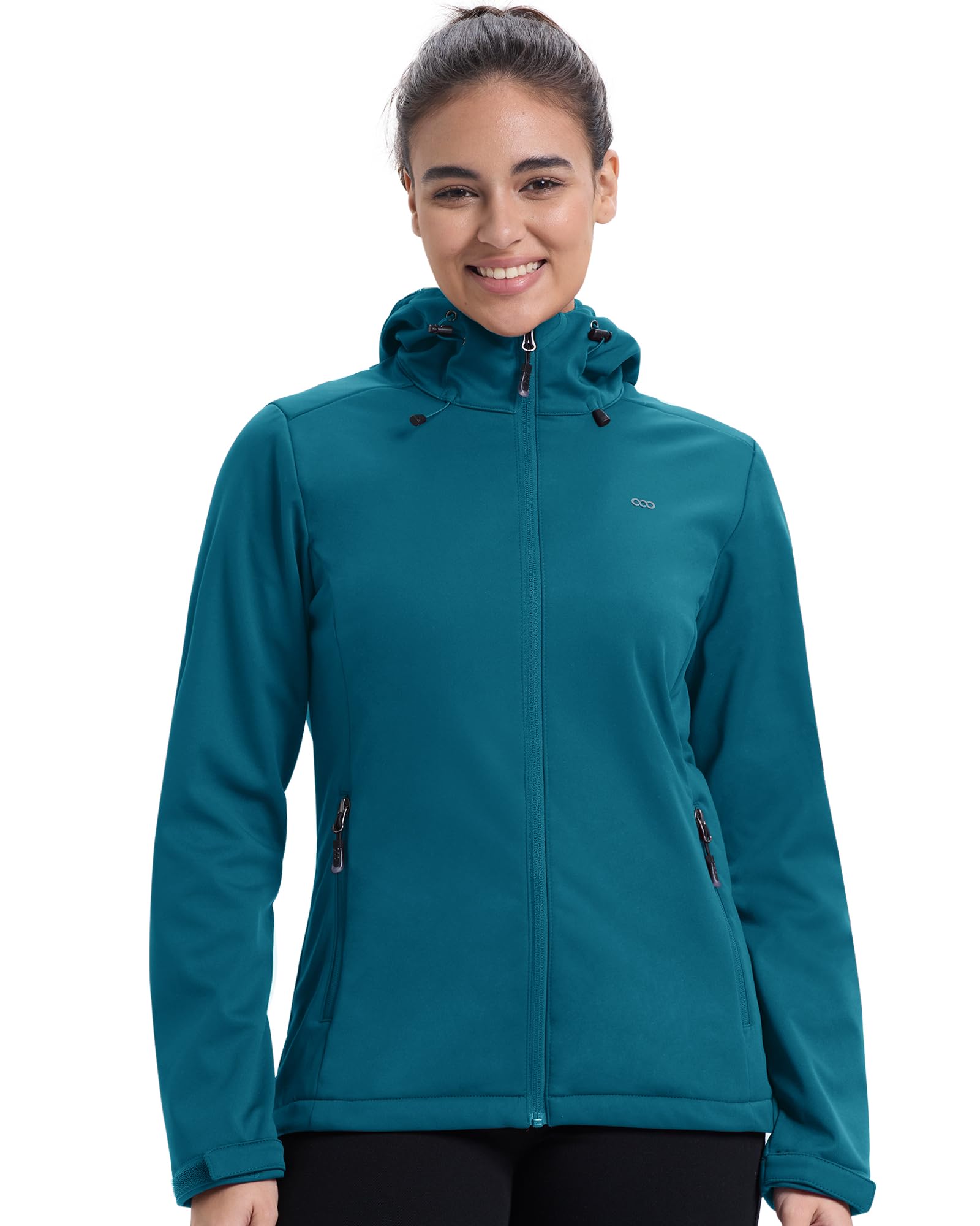 33,000ft Veste softshell doublée en polaire pour femme - Imperméable - Veste fonctionnelle avec capuche - Coupe-vent - Pour le cyclisme, la randonnée
