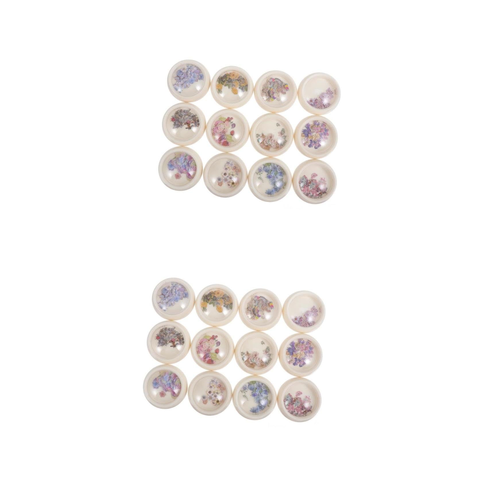 2 Ensembles Décorations Ongles Bois Colorées De Découpes De Fleurs Et Insectes Pour Diy Motifs Aléatoires 12 Boîtes*2