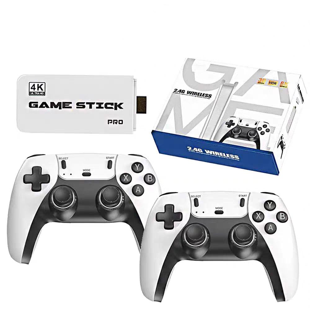 Console di Gioco Retro Senza Fili, Console Retro Wireless 4K, Set con 2 Controller Neri, Dongle HDMI, 9 Emulatori Integrati, 20.000+ Giochi Preinstallati, Versione 2026 (128G With 40000Games White)