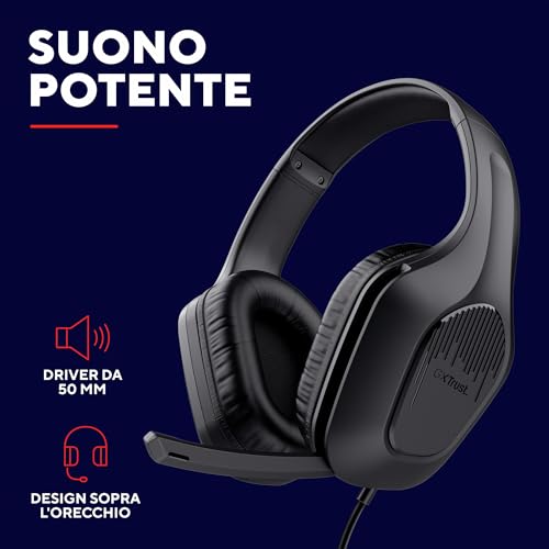 GXTrust 418 Rayne Cuffie Gaming Leggere per PC Xbox PS4 PS5 Switch Mobile, Driver da 50 mm, Jack Audio 3.5 mm, Cavo 2m, Cuffie con Microfono Over-Ear, Nero - Cuffia gaming - Immagine 4