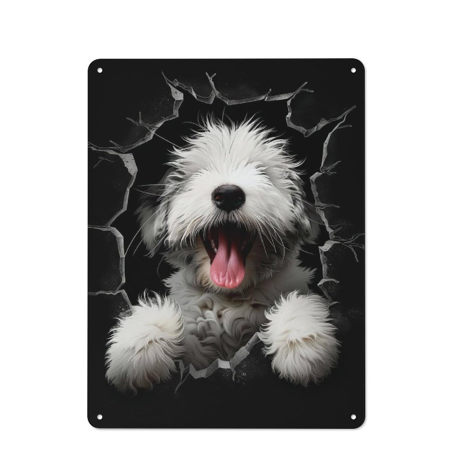 Junmoney Old English Sheepdog Dog Vintage Metal Plaque 40X30cm For Dining Room Or Kitchen, For Home Decor Collectors Refreshing A Room In Autumn
