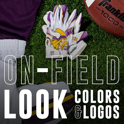 Image of Franklin Sports Youth NFL Football Receiver Gloves - Kids Football Gloves Pair - NFL Team Logos and Silicone Palm