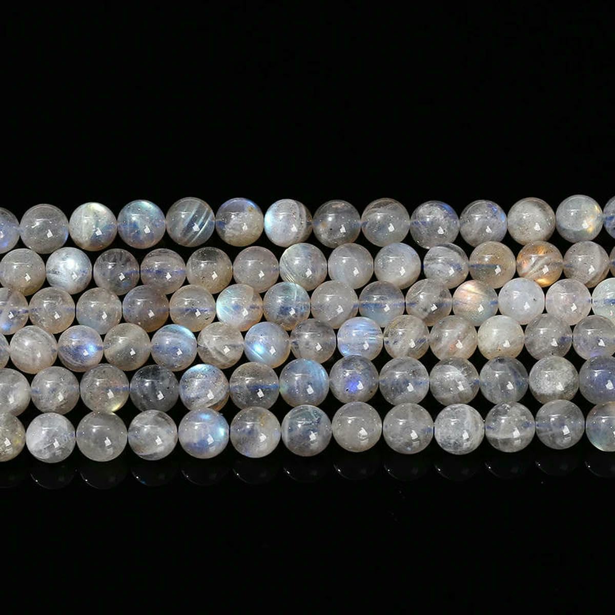 3A Natürlicher grauer Mondstein, Irisation, glänzender Labradorit, feine Edelsteine, 4, 6, 8, 10 mm, für die Schmuckherstellung, DIY-Halsketten, Armbandzubehör – 3A Grauer Mondstein, 8 mm, ca. 4